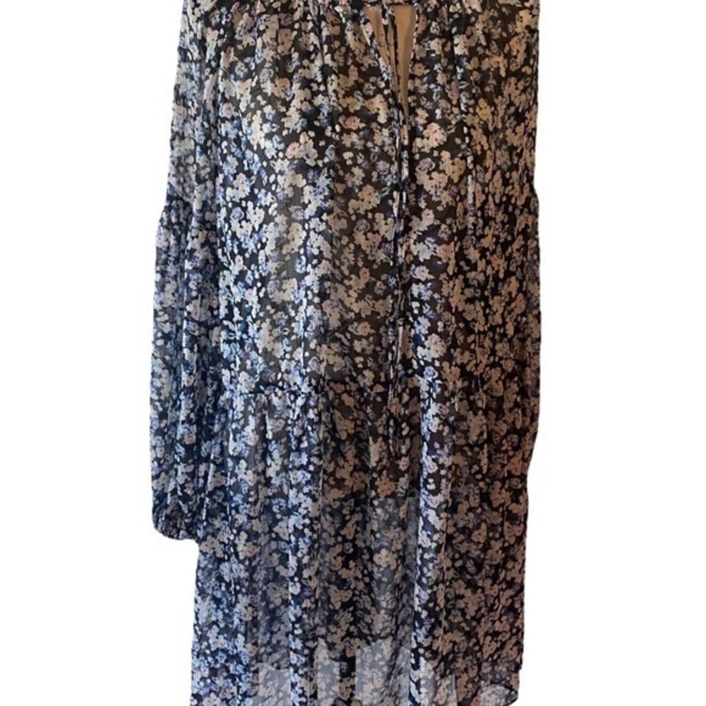 H&M Floral Midi Long Sleeve Dress Boho  Size XL - Picture 2 of 7